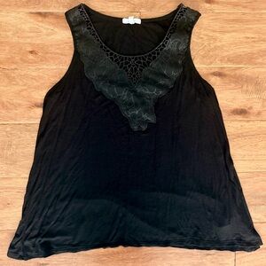 Maurices Black Lace-Trim Sleeveless Tank Tops
